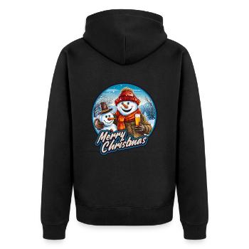 Lustiger Schneemann mit Bier Weihnachtsfest - Unisex Premium Bio Zip Hoodie - Schwarz - Hinten - Nico (187cm)