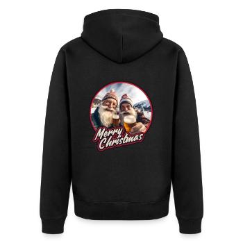 Bier Gnome Zwerge Wichtel Weihnachtsmann - Unisex Premium Bio Zip Hoodie - Schwarz - Hinten - Nico (187cm)