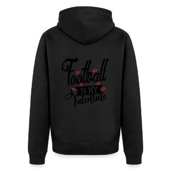 Football Is My Valentine - American Football - Unisex Premium Bio Zip Hoodie - Schwarz - Hinten - Nico (187cm)