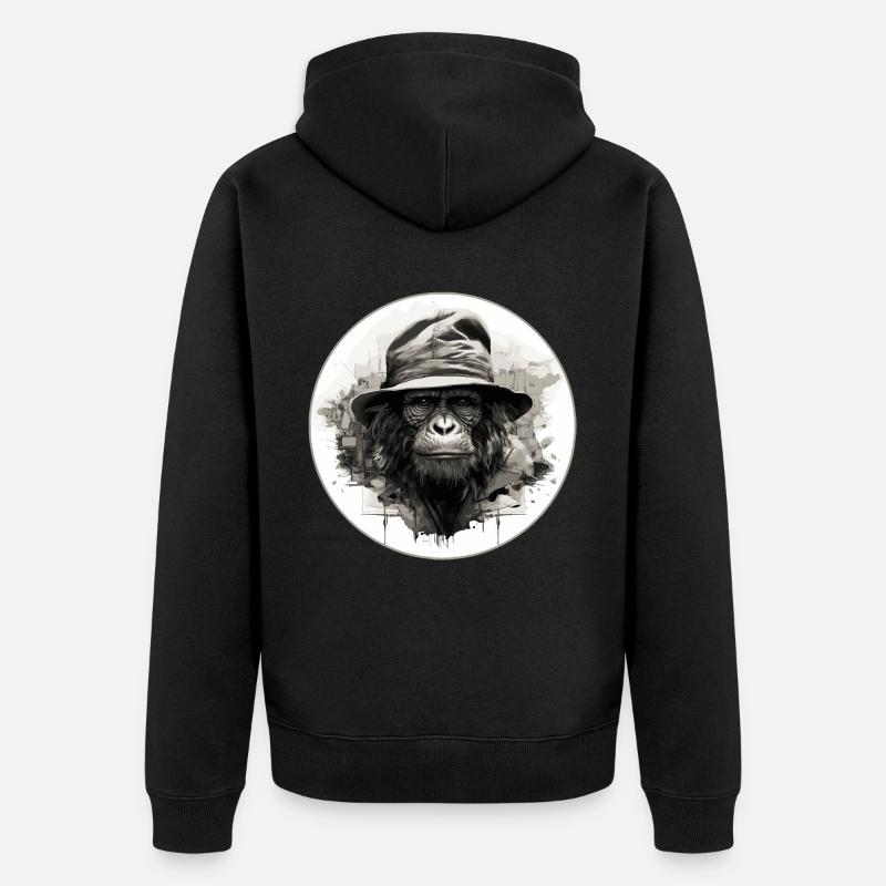 Singe sérieux #2 - Veste à capuche bio Premium Unisexe - noir