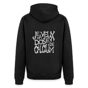 Je veux ma dose de calcium thème horreur osseux - Veste à capuche bio Premium Unisexe - noir - Dos - Nico (187cm)