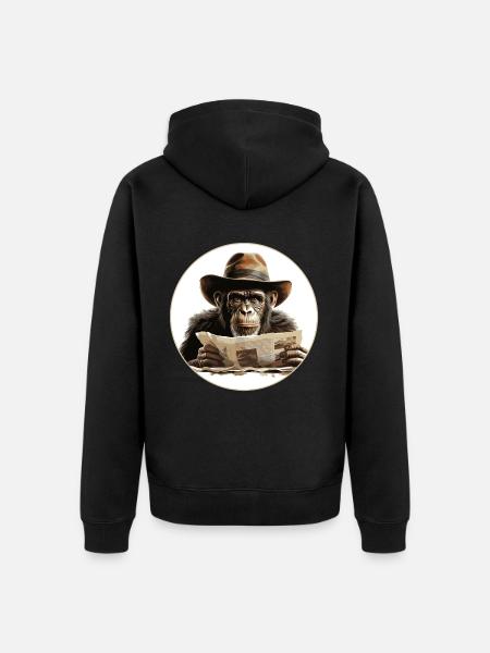 Singe sérieux #4 - Veste à capuche bio Premium Unisexe - noir