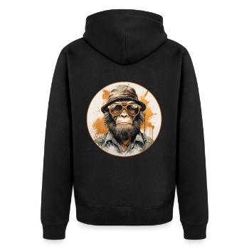 Singe sérieux #6 - Veste à capuche bio Premium Unisexe - noir - Dos - Nico (187cm)