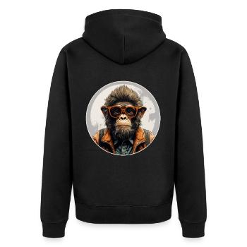 Singe sérieux #7 - Veste à capuche bio Premium Unisexe - noir - Dos - Nico (187cm)