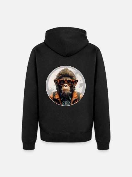 Singe sérieux #7 - Veste à capuche bio Premium Unisexe - noir