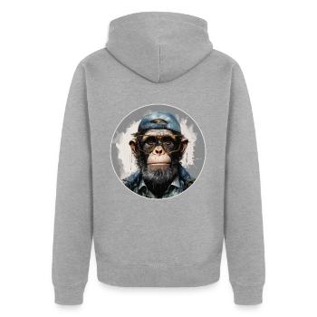 Singe sérieux #12 - Veste à capuche bio Premium Unisexe - gris chiné - Dos - Nico (187cm)