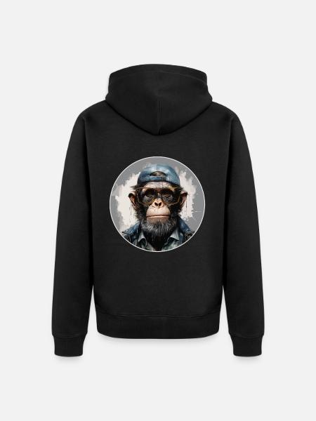 Singe sérieux #12 - Veste à capuche bio Premium Unisexe - noir