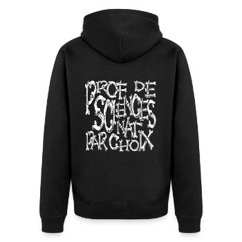 Prof de sciences nat par choix horreur ossements - Veste à capuche bio Premium Unisexe - noir - Dos - Nico (187cm)