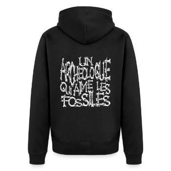 Un archéologue qui aime les fossiles thème horreur - Veste à capuche bio Premium Unisexe - noir - Dos - Nico (187cm)