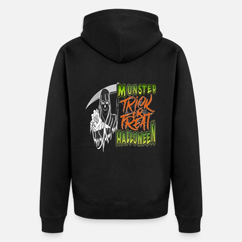 Monster Halloween Süßes oder Saures - Unisex Premium Bio Zip Hoodie - Schwarz