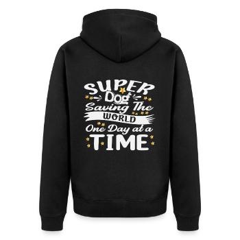 Super dog sauve le monde une fois par jour - Veste à capuche bio Premium Unisexe - noir - Dos - Nico (187cm)