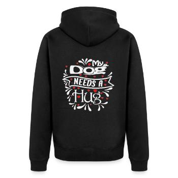 My dog needs a hug red hearts decorations - Unisex Premium Organic Zip Hoodie - black - Back - Nico (187cm)
