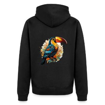 Toucan retro style - Unisex Premium Bio Zip Hoodie - Schwarz - Hinten - Nico (187cm)
