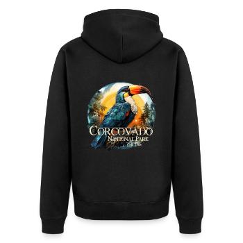 Corcovado National Park Costa Rica - Unisex Premium Organic Zip Hoodie - black - Back - Nico (187cm)