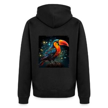 Toucan retro style - Unisex Premium Bio Zip Hoodie - Schwarz - Hinten - Nico (187cm)