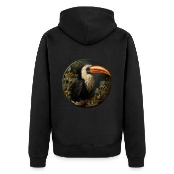 Utopian bird retro style - Unisex Premium Organic Zip Hoodie - black - Back - Nico (187cm)