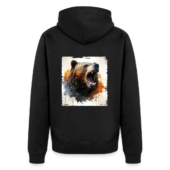 Grizzly - Unisex Premium Bio Zip Hoodie - Schwarz - Hinten - Nico (187cm)
