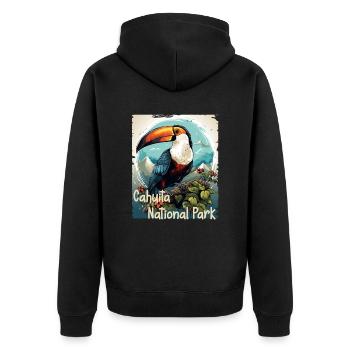 Cahuita National Park Toucan - Unisex Premium Organic Zip Hoodie - black - Back - Nico (187cm)