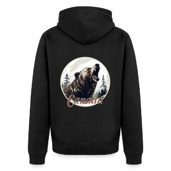 Canadian Grizzly - Unisex Premium Bio Zip Hoodie - Schwarz - Hinten - Nico (187cm)