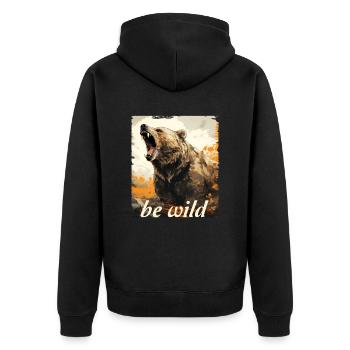 be wild grizzly - Unisex Premium Organic Zip Hoodie - black - Back - Nico (187cm)