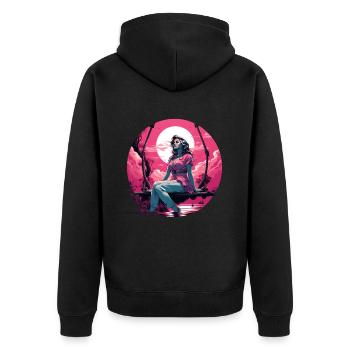 Pin-up Girl Swing Sunset - Veste à capuche bio Premium Unisexe - noir - Dos - Nico (187cm)