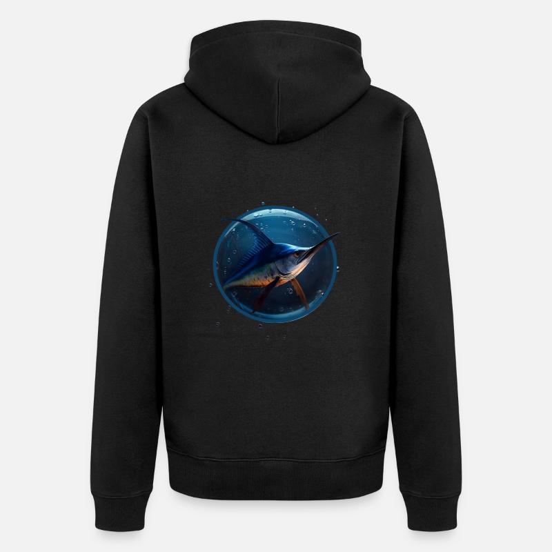 Marlin in blue Water - Unisex Premium Bio Zip Hoodie - Schwarz