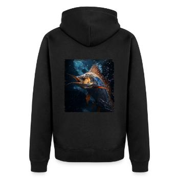 Marlin under Water retro style - Unisex Premium Organic Zip Hoodie - black - Back - Nico (187cm)