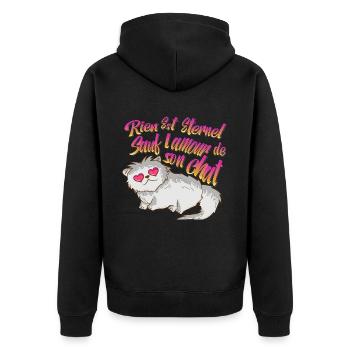 Rien est éternel sauf l'amour de son chat miaou - Veste à capuche bio Premium Unisexe - noir - Dos - Nico (187cm)