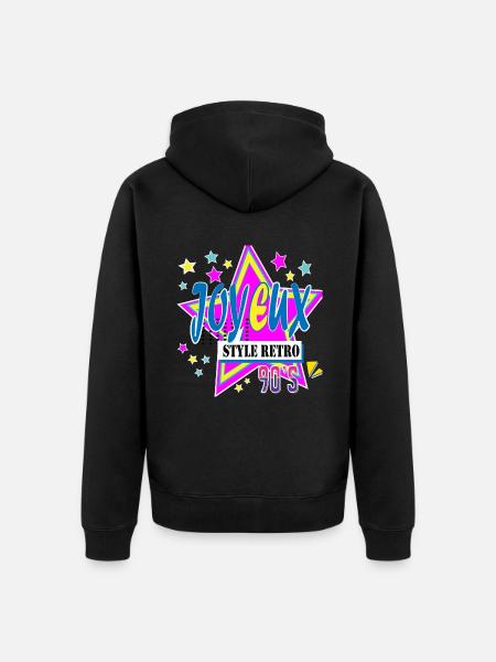 Freude im Retro-90er-Stil - Unisex Premium Bio Zip Hoodie - Schwarz