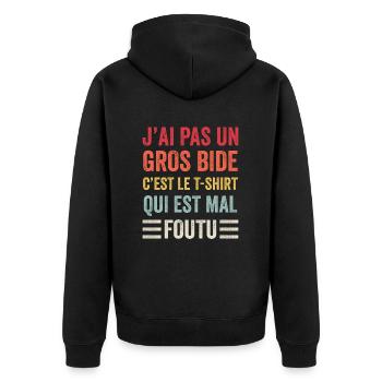 J'ai Pas un Gros Bide C'est Le T-shirt - Veste à capuche bio Premium Unisexe - noir - Dos - Nico (187cm)