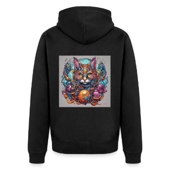Semi biomechanical cat art - Unisex Premium Organic Zip Hoodie - black - Back - Nico (187cm)
