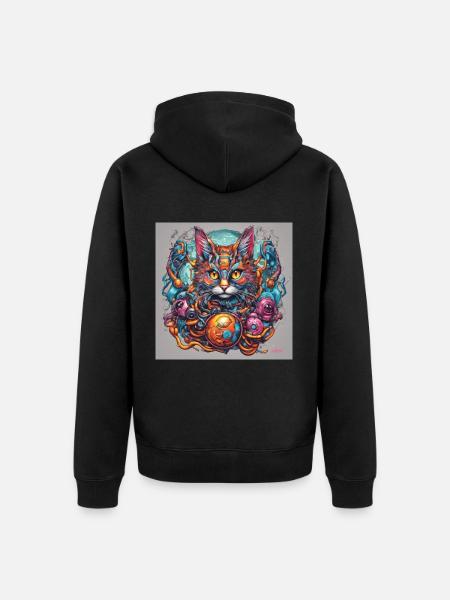 Semi biomechanical cat art - Unisex Premium Organic Zip Hoodie - black