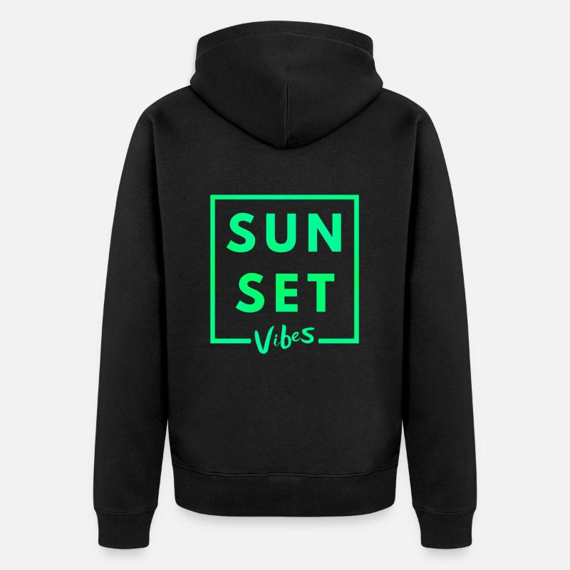 Vibrations du coucher du soleil - Veste à capuche bio Premium Unisexe - noir