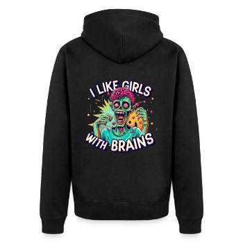 J’AIME LES FILLES AVEC UN CERVEAU Costume d’Halloween zombie - Veste à capuche bio Premium Unisexe - noir - Dos - Nico (187cm)