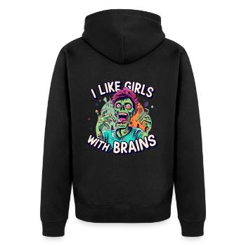 J’AIME LES FILLES AVEC UN CERVEAU Costume d’Halloween zombie - Veste à capuche bio Premium Unisexe - noir - Dos - Nico (187cm)