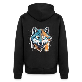 Geometric Wolf Head - Unisex Premium Organic Zip Hoodie - black - Back - Nico (187cm)