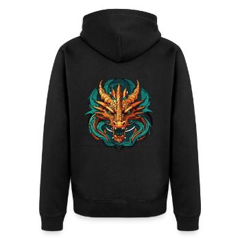 Dragon head sticker design - Unisex Premium Organic Zip Hoodie - black - Back - Nico (187cm)