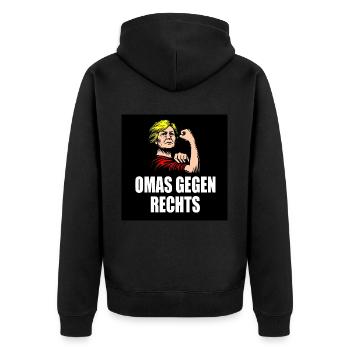 Omas gegen rechts - Unisex Premium Bio Zip Hoodie - Schwarz - Hinten - Nico (187cm)