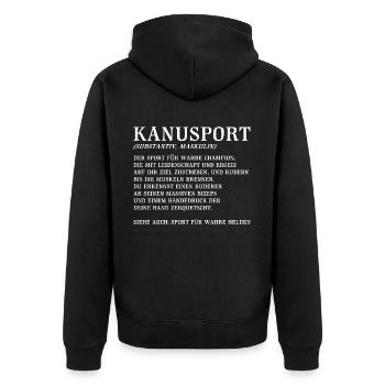 Kanurennsport Kanu Kanusport lustiger Spruch - Unisex Premium Bio Zip Hoodie - Schwarz - Hinten - Nico (187cm)