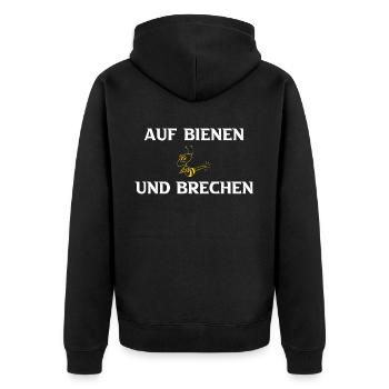 Auf Bienen und brechen - Unisex Premium Bio Zip Hoodie - Schwarz - Hinten - Nico (187cm)