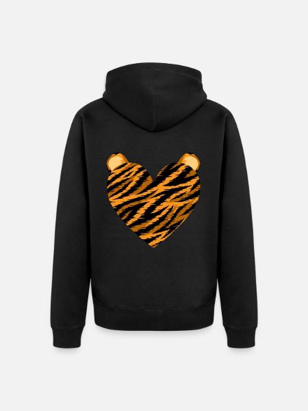 Tigerherz-Design für Tiger-Fans - Unisex Premium Bio Zip Hoodie - Schwarz