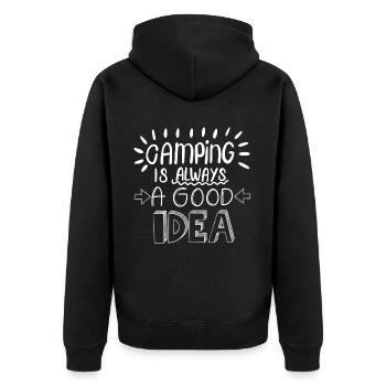 Camping Idea - Unisex Premium Organic Zip Hoodie - black - Back - Nico (187cm)