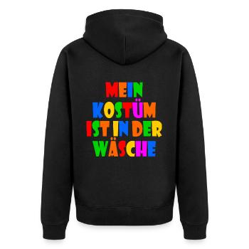 mein kostüm ist in der wäsche - Unisex Premium Bio Zip Hoodie - Schwarz - Hinten - Nico (187cm)