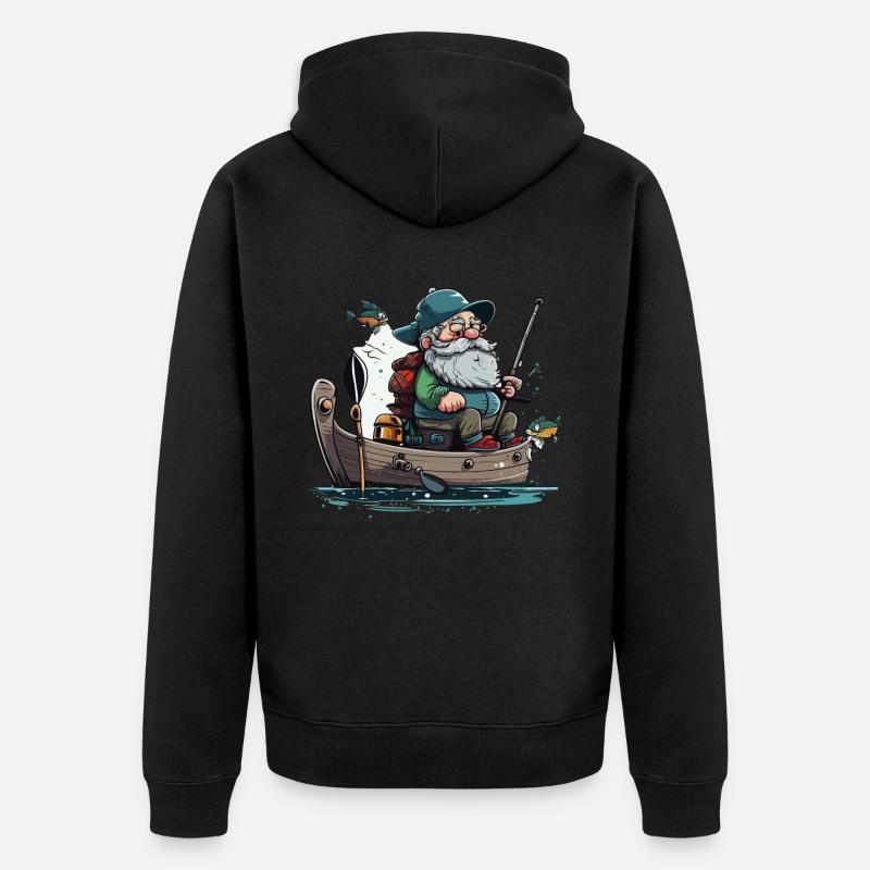Les pêcheurs se détendent - Veste à capuche bio Premium Unisexe - noir