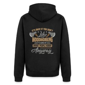 Holzbearbeitung Holzarbeit Holzarbeiter Spruch - Unisex Premium Bio Zip Hoodie - Schwarz - Hinten - Nico (187cm)