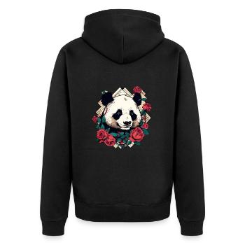 Panda - Unisex Premium Bio Zip Hoodie - Schwarz - Hinten - Nico (187cm)