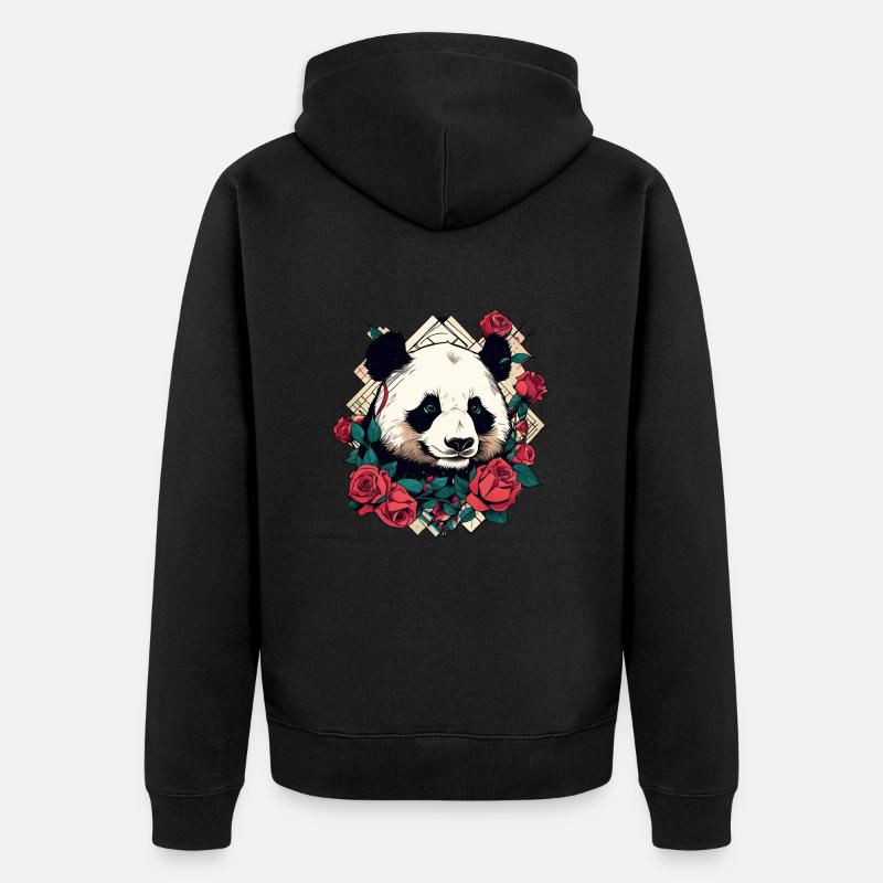 Panda - Veste à capuche bio Premium Unisexe - noir