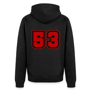 53 Zahl Symbol - Unisex Premium Bio Zip Hoodie - Schwarz - Hinten - Nico (187cm)