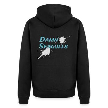 Damn Seagulls Funny Sailor Captain Saying - Unisex Premium Organic Zip Hoodie - black - Back - Nico (187cm)