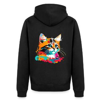 Kitten, Cat - Unisex Premium Organic Zip Hoodie - black - Back - Nico (187cm)